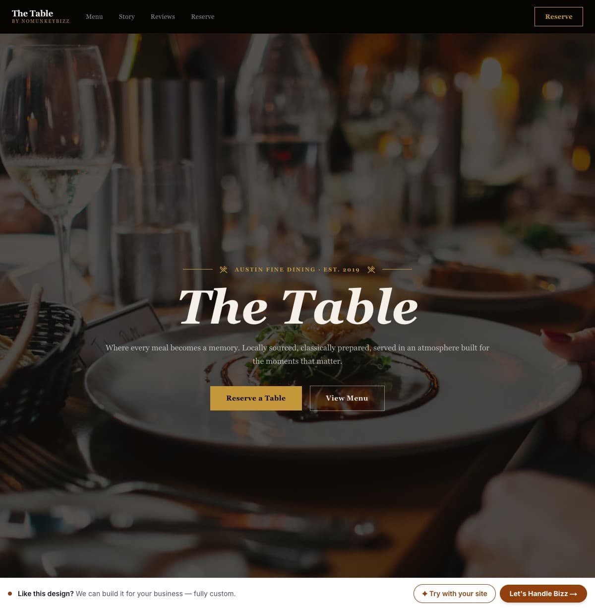The Table website template preview